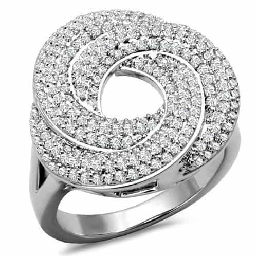 Brass CZ Concentric Circle Pavé Dome Ring | The Stainless Jewelry view 5