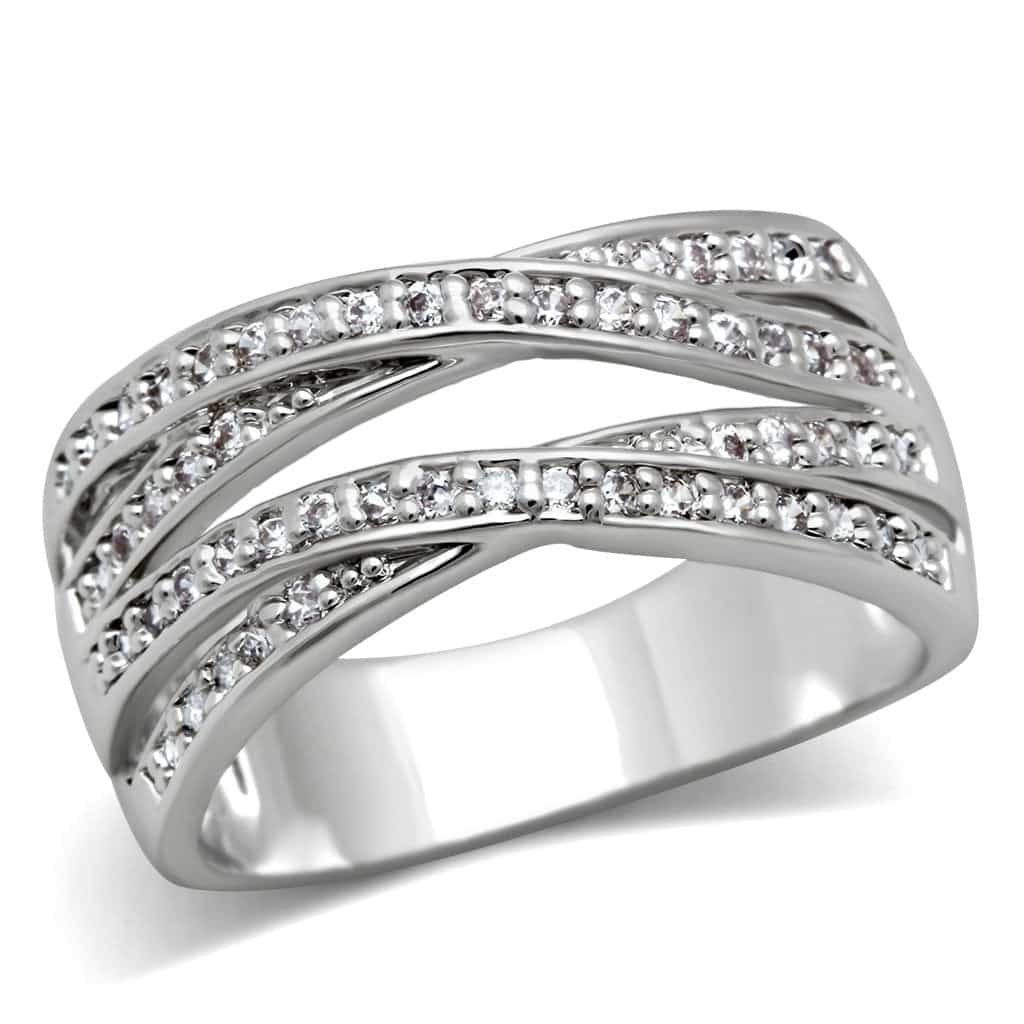Brass CZ Triple Wave Band Ring | The Stainless Jewelry view 5