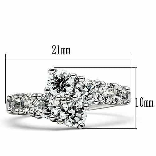 Brass CZ Five-Stone Graduated Beaded Band Ring view 2