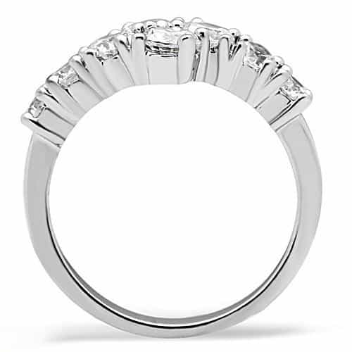 Brass CZ Five-Stone Graduated Beaded Band Ring view 3