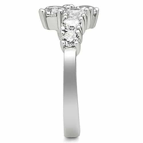 Brass CZ Five-Stone Graduated Beaded Band Ring view 8