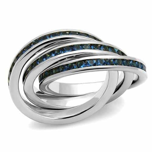Brass Blue Sapphire Triple Rolling Ring | The Stainless Jewelry view 1