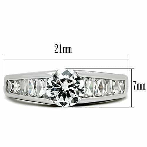 Brass CZ Round Solitaire Baguette Channel Ring view 6