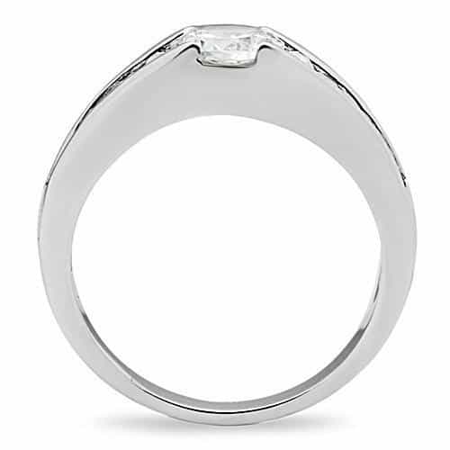 Brass CZ Round Solitaire Baguette Channel Ring view 7