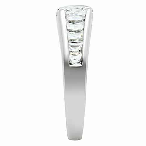 Brass CZ Round Solitaire Baguette Channel Ring view 8