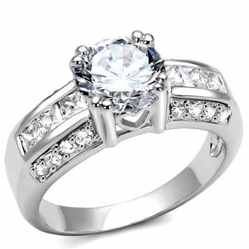 Brass CZ Round Solitaire Wide Pavé Split Shank Ring view 1