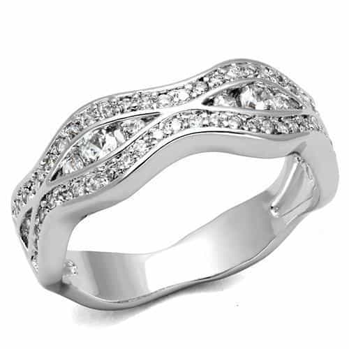 Brass CZ Twisted Pavé Crossover Split Ring view 1