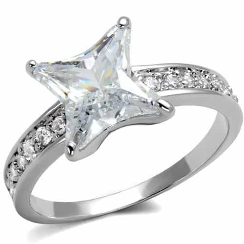 Brass CZ Star Five-Point Pavé Band Ring | The Stainless Jewelry view 1