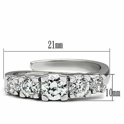 Brass CZ Three Stone Graduated Ring | The Stainless Jewelry view 2