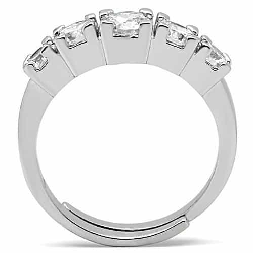 Brass CZ Three Stone Graduated Ring | The Stainless Jewelry view 3