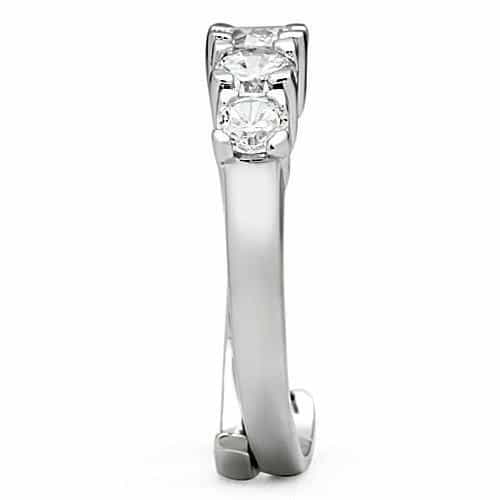 Brass CZ Three Stone Graduated Ring | The Stainless Jewelry view 8
