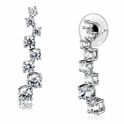 Brass CZ Multi-Shape Graduated Ear Climber Earrings view 1