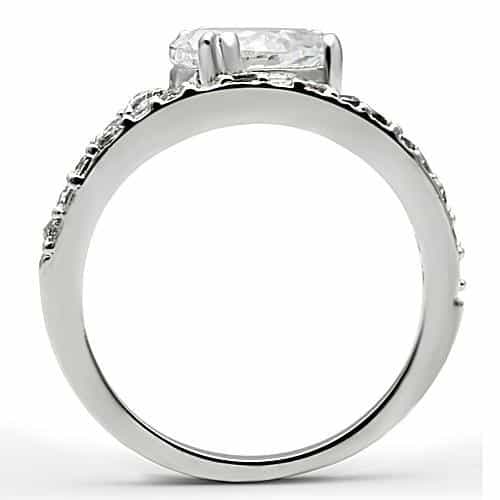 Brass CZ Pear Solitaire Pavé Band Ring 3W136 view 3