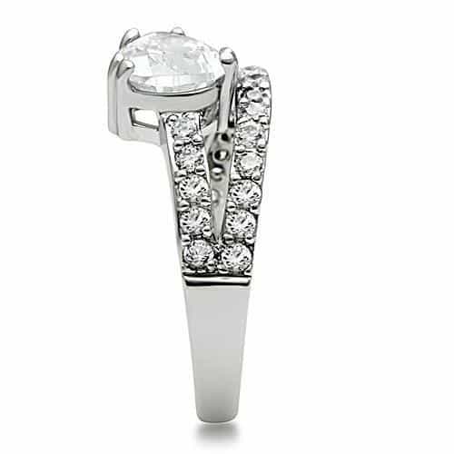 Brass CZ Pear Solitaire Pavé Band Ring 3W136 view 8