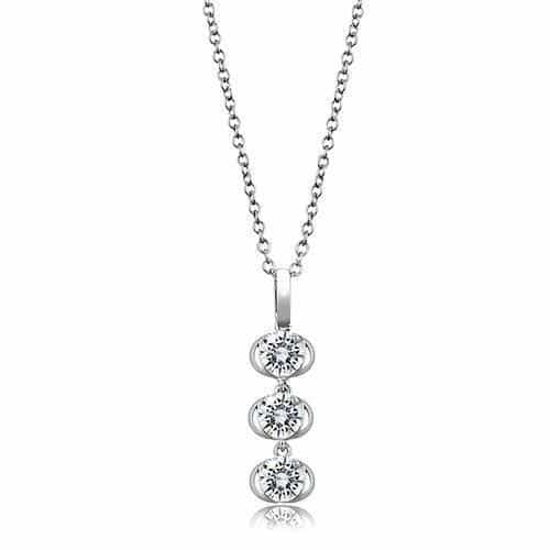 Sterling Silver Triple Round Drop Pendant | The Stainless Jewelry view 1