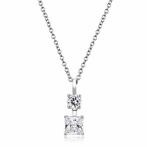 Sterling Silver Princess Solitaire Pendant view 3
