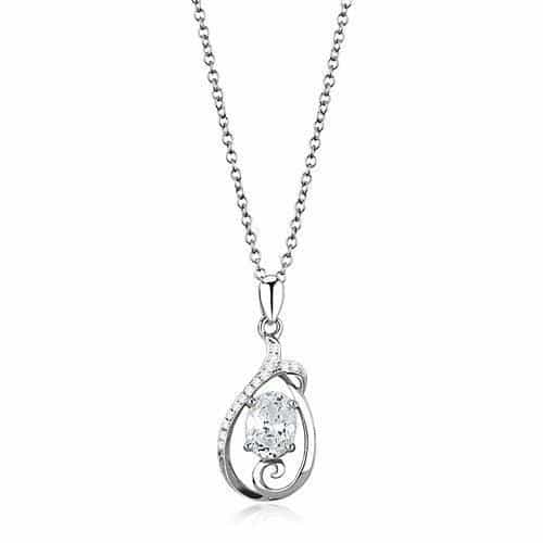Sterling Silver CZ Pear Scroll Vine Pendant view 1