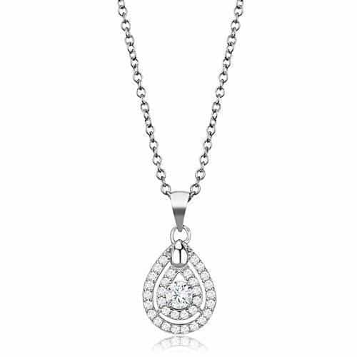 Sterling Silver Teardrop Pavé Pendant | The Stainless Jewelry view 3