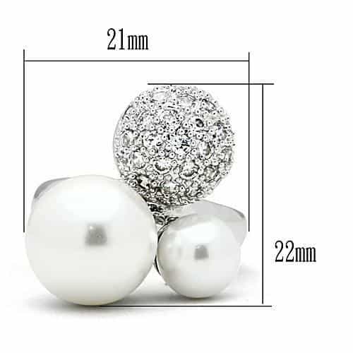 Brass Double Pearl CZ Pavé Ball Bypass Ring view 6