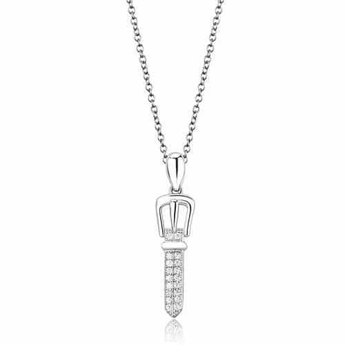 Sterling Silver CZ Pavé Bar Pendant | The Stainless Jewelry view 1