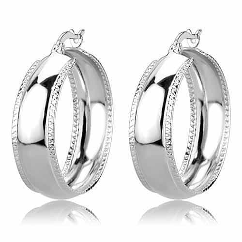 Brass Milgrain Edge Wide Hoop Earrings | The Stainless Jewelry view 1