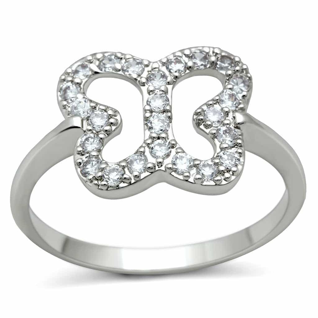 Brass CZ Open Butterfly Pavé Ring | The Stainless Jewelry view 1