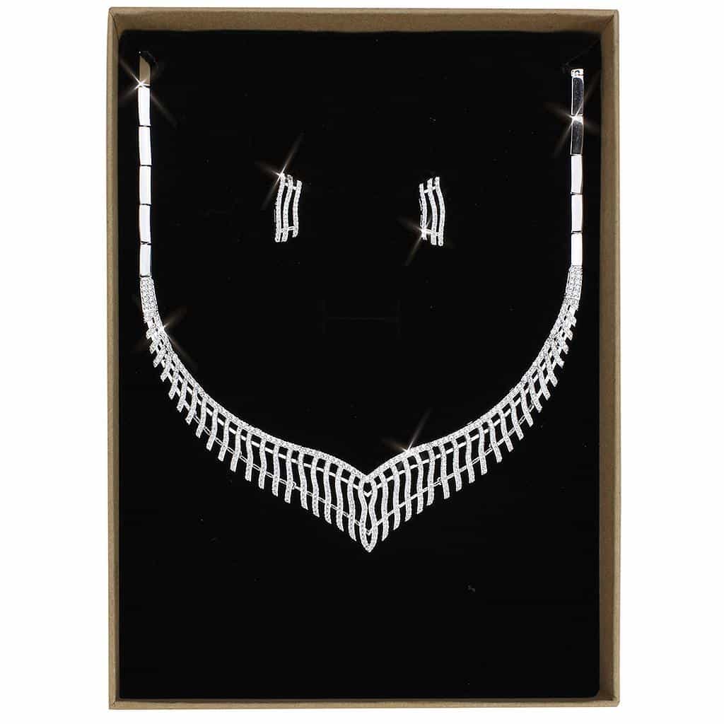 Brass CZ V-Shape Fringe Collar Set Ring | The Stainless Jewelry view 1