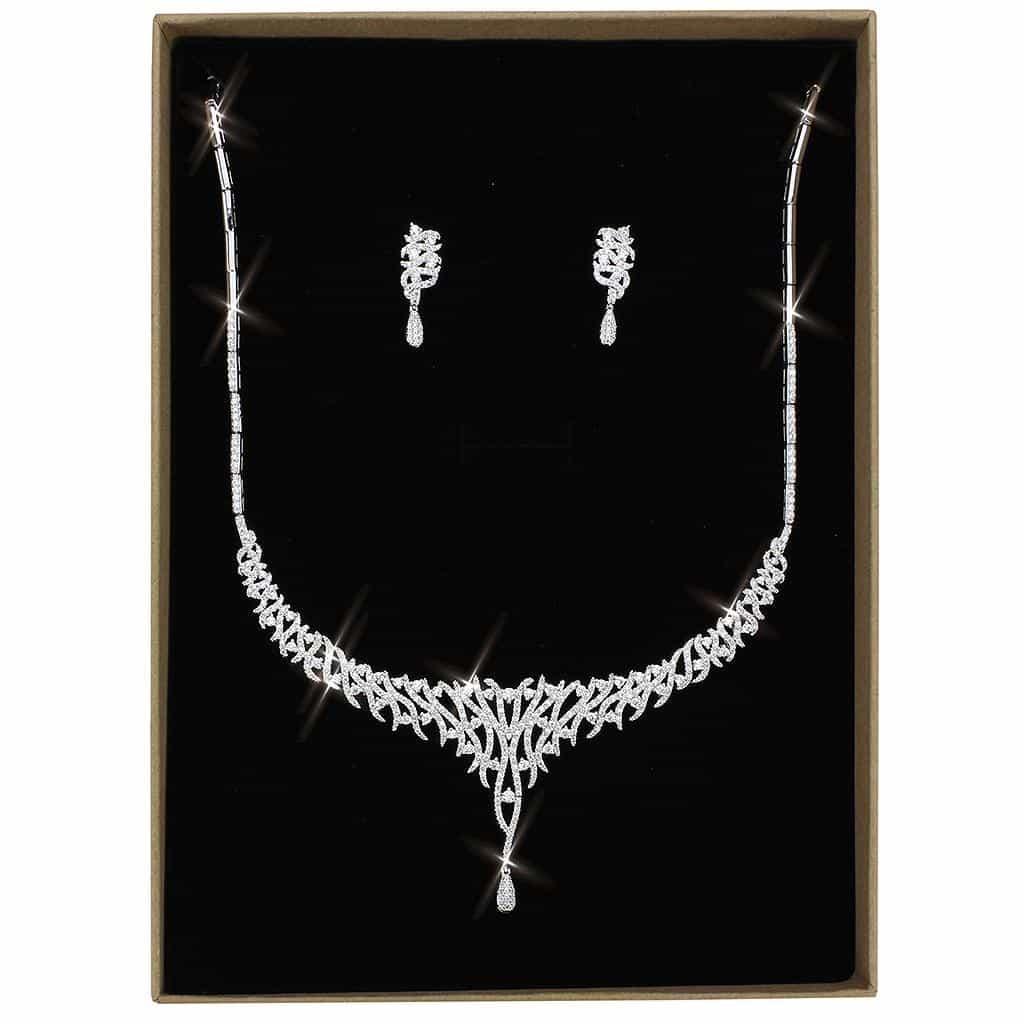 Brass CZ Leaf Starburst Drop Set | The Stainless Jewelry view 1