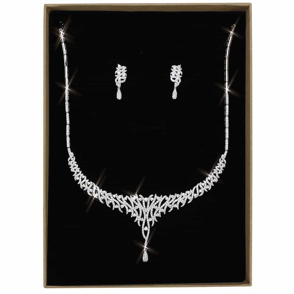 Brass CZ Leaf Starburst Drop Set | The Stainless Jewelry view 7