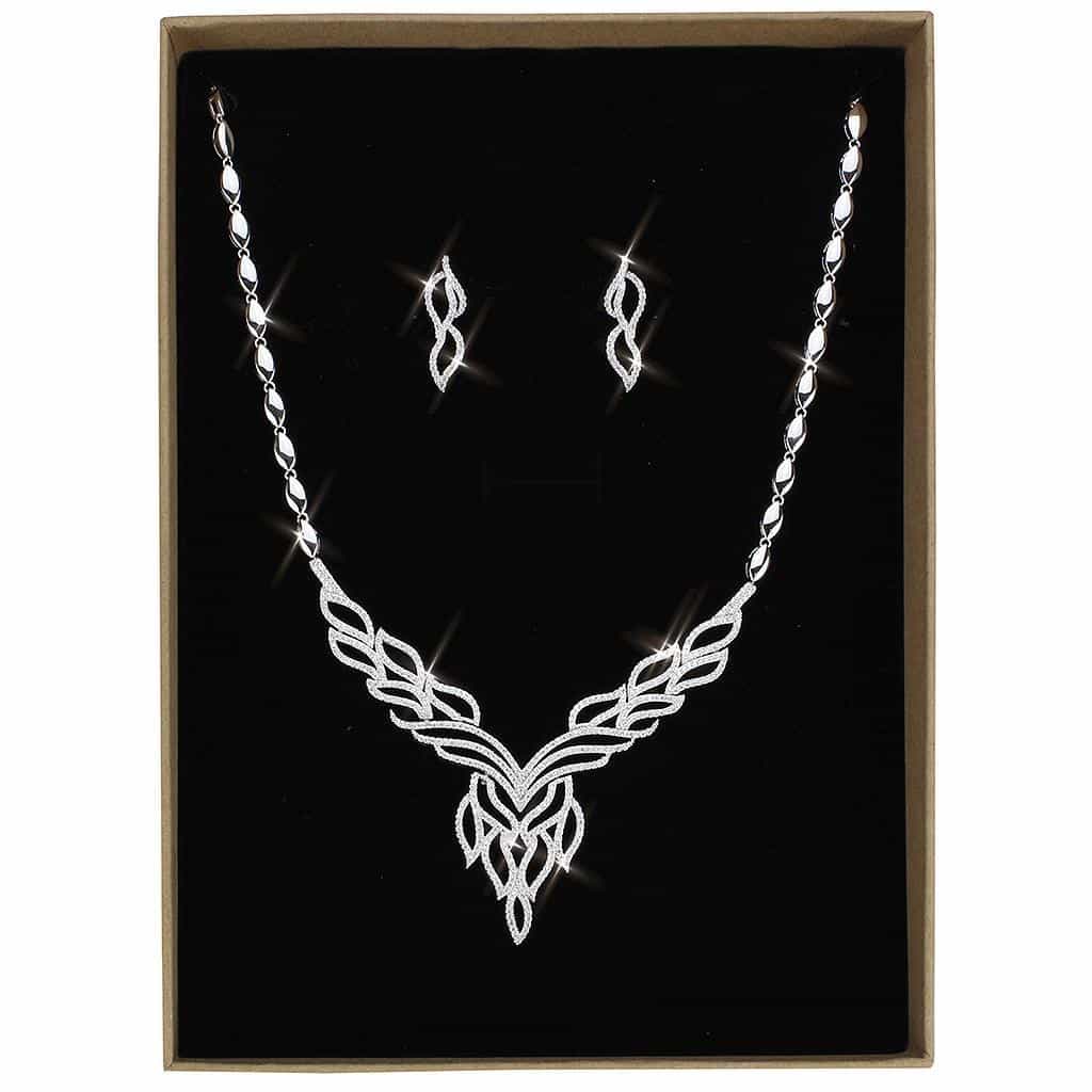 Brass CZ Leaf Chevron Woven Set | The Stainless Jewelry view 1