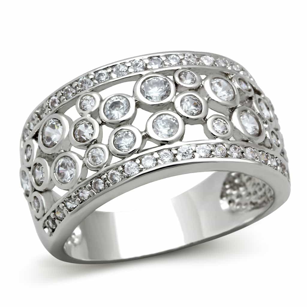 Brass CZ Bezel Multi-Row Wide Dome Ring | The Stainless Jewelry view 1