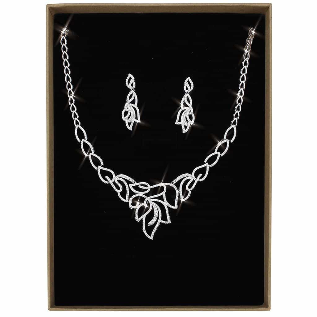 Brass CZ Open Leaf Vine Set | The Stainless Jewelry view 7