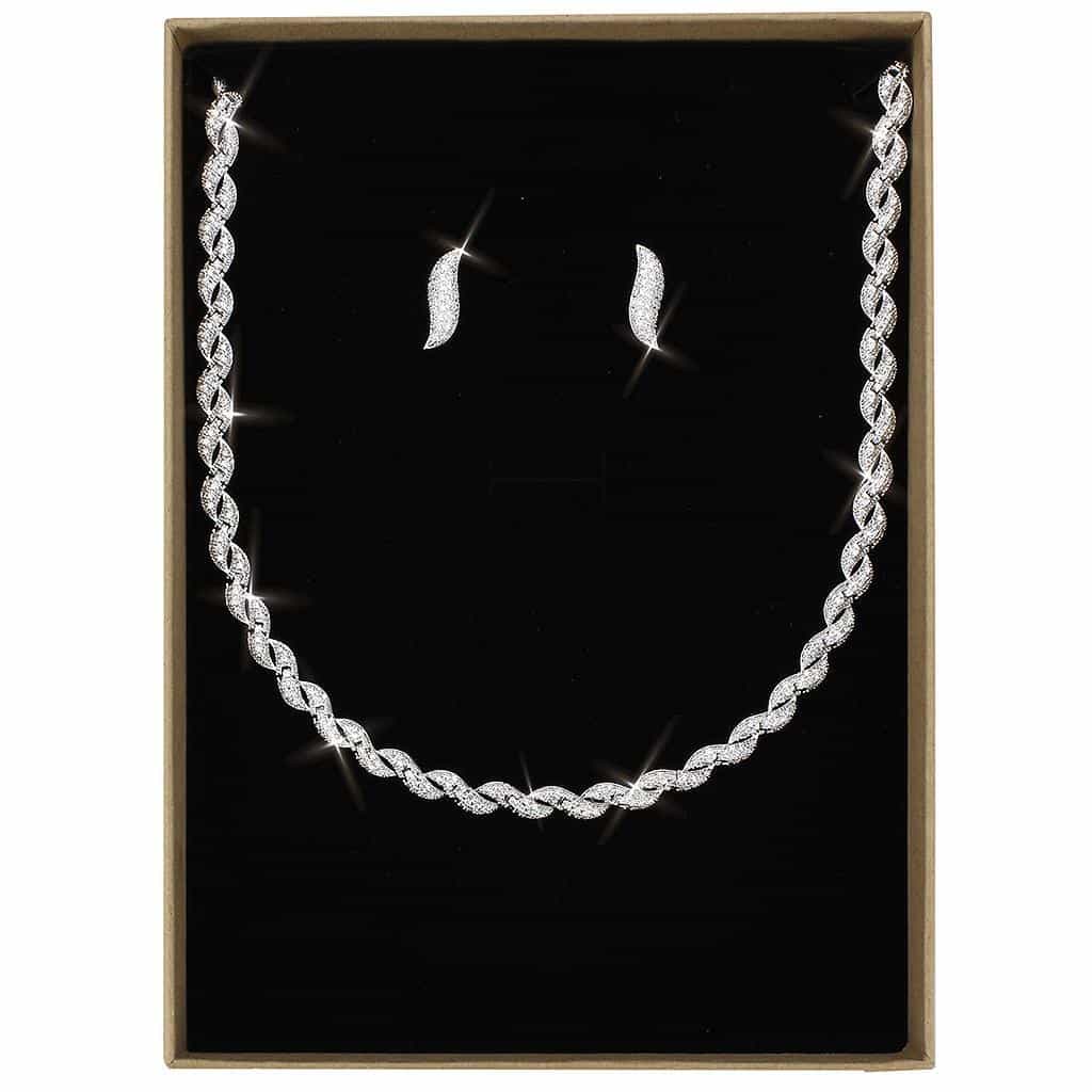 Brass CZ Marquise Leaf Twist Set | The Stainless Jewelry view 1