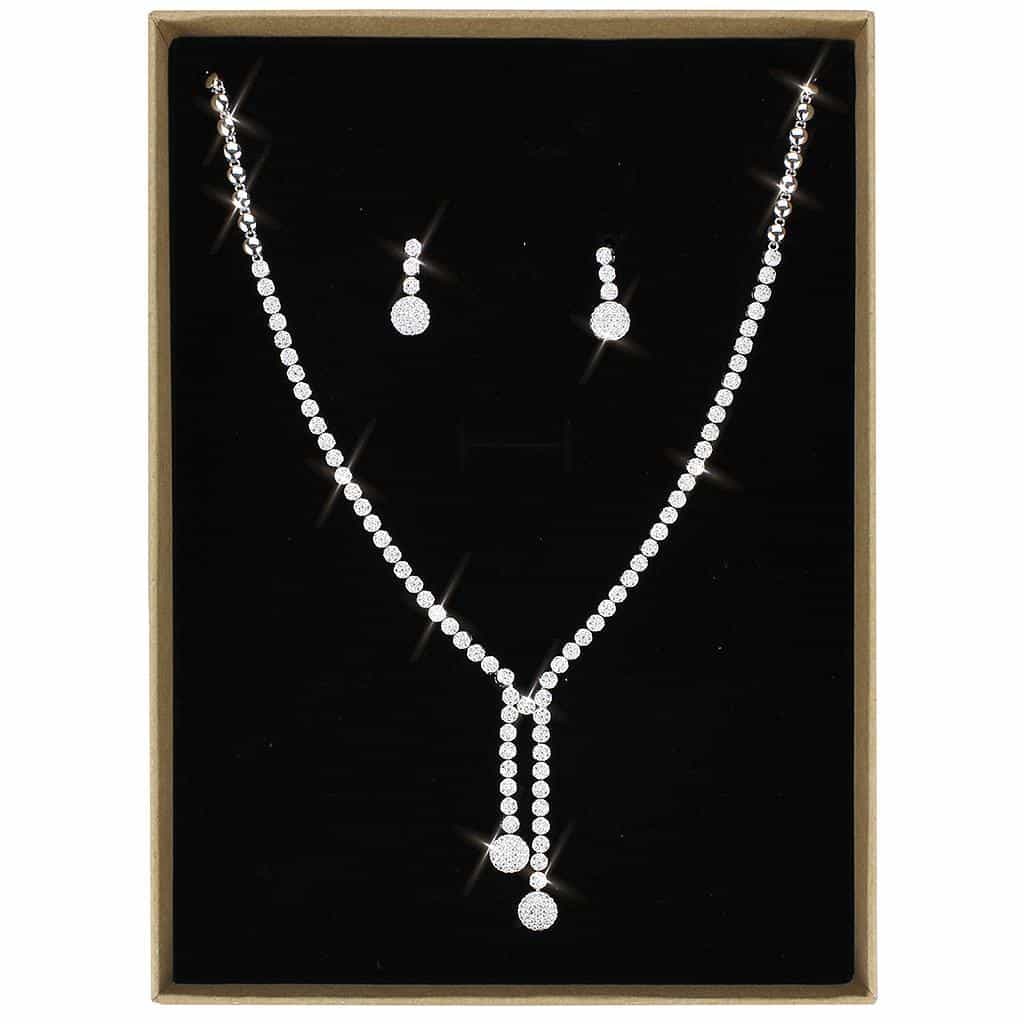 Brass CZ Round Y-Lariat Drop Set | The Stainless Jewelry view 1