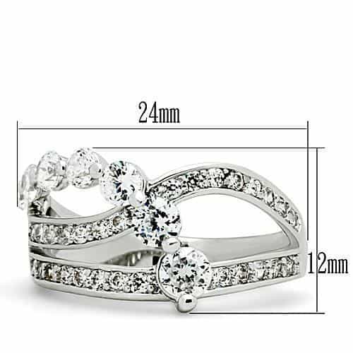 Brass CZ Three-Stone Split Band Ring | The Stainless Jewelry view 2