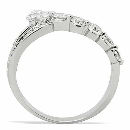 Brass CZ Three-Stone Split Band Ring | The Stainless Jewelry view 7