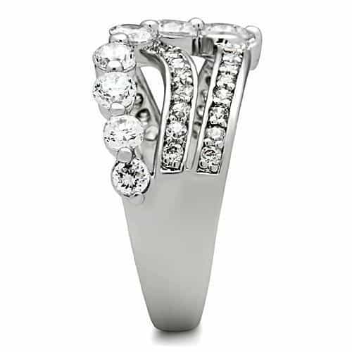Brass CZ Three-Stone Split Band Ring | The Stainless Jewelry view 4
