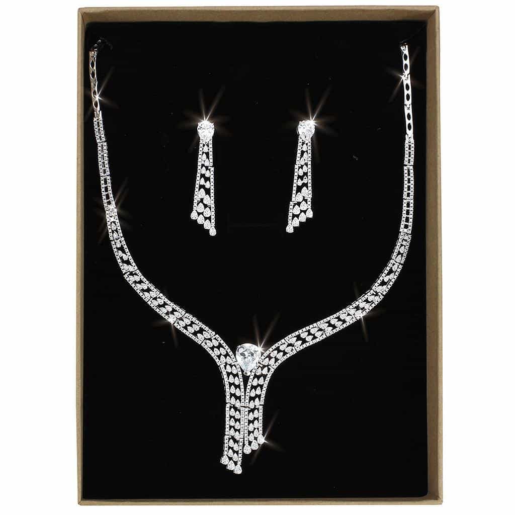 Brass CZ Tassel Bar Drop Y-Necklace Set Necklace view 1