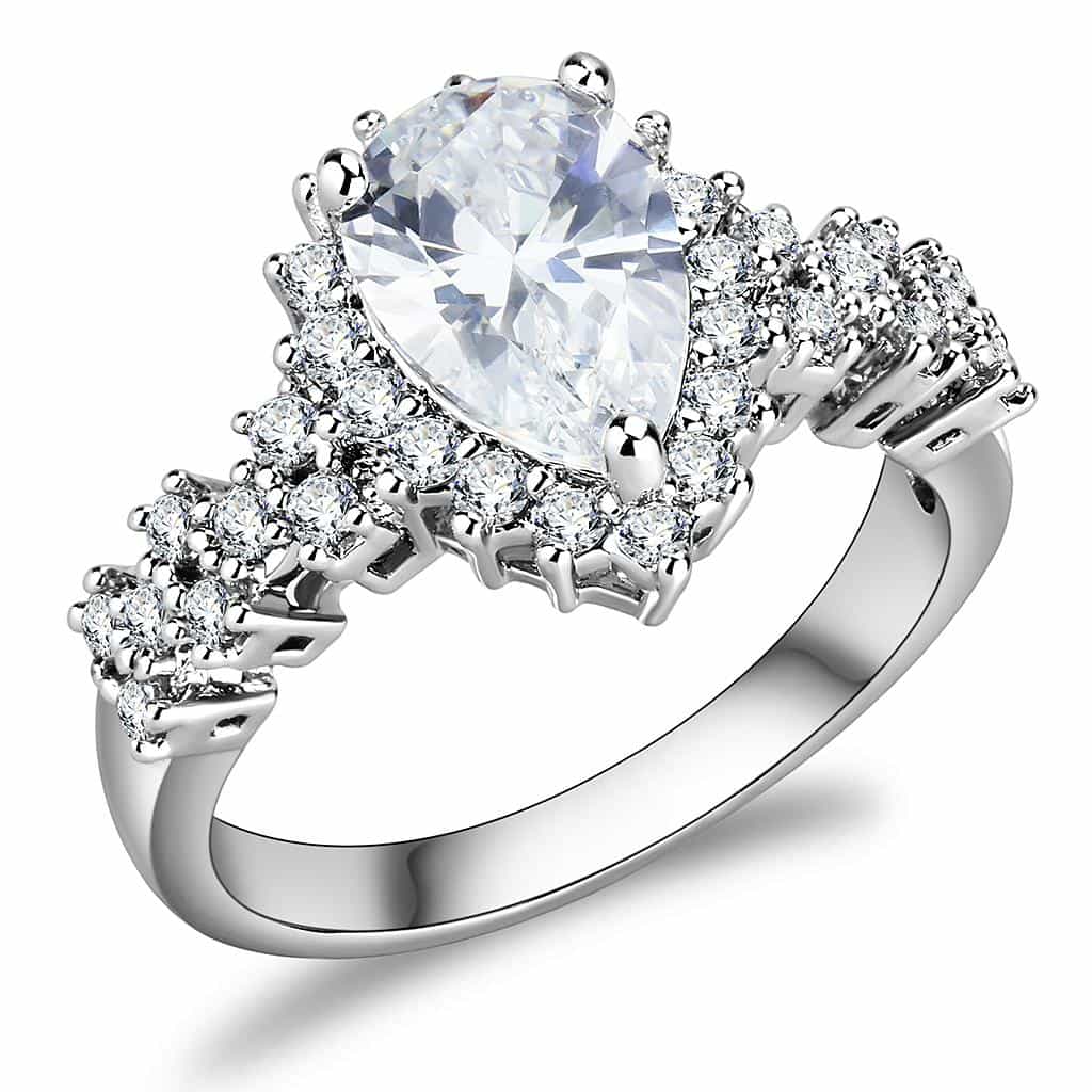 Brass CZ Pear Solitaire Marquise Cluster Shank Ring view 6
