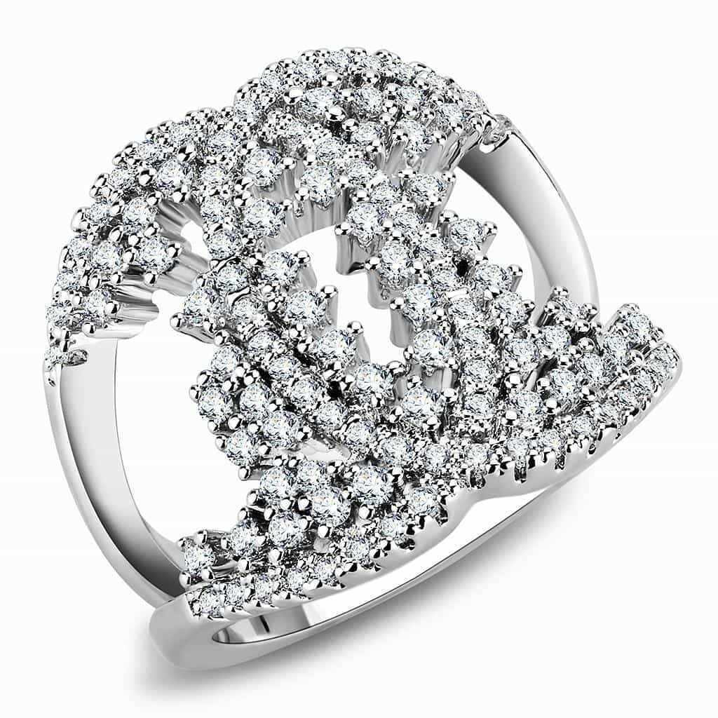 Brass CZ Pavé Open Star Wide Cocktail Ring view 1