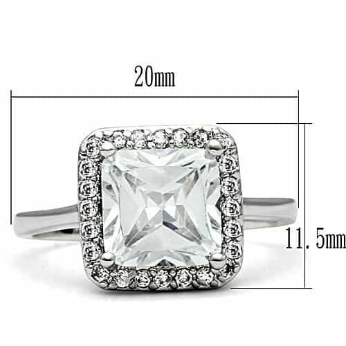 Brass CZ Princess-Cut Halo Ring | The Stainless Jewelry view 6