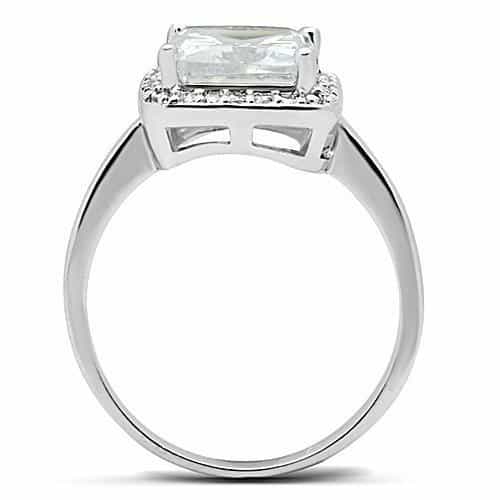 Brass CZ Princess-Cut Halo Ring | The Stainless Jewelry view 7