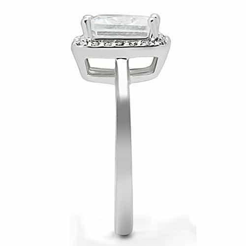 Brass CZ Princess-Cut Halo Ring | The Stainless Jewelry view 4