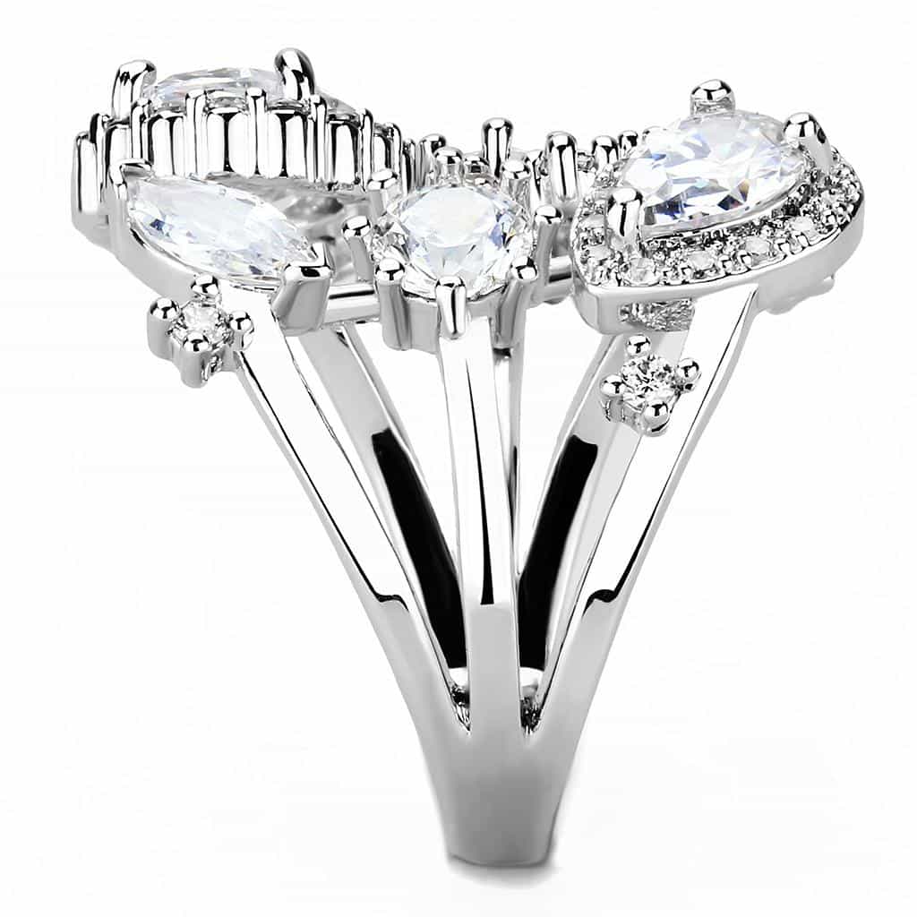 Brass CZ Oval Marquise Open Cuff Ring | The Stainless Jewelry view 9