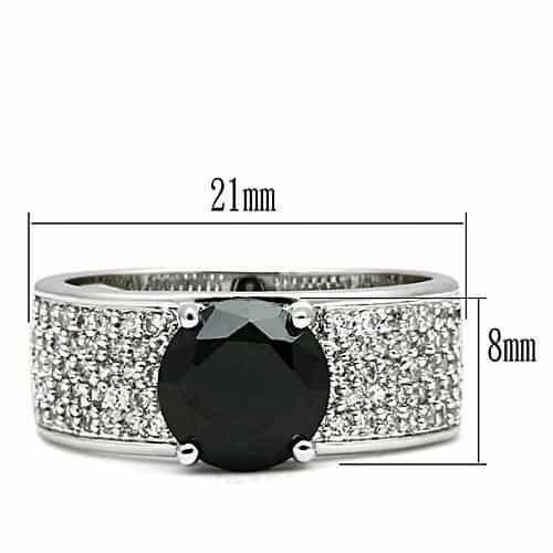 Brass Black CZ Round Solitaire Pavé Wide Ring view 6