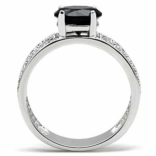 Brass Black CZ Round Solitaire Pavé Wide Ring view 7