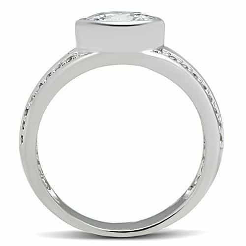 Brass CZ Round Bezel Pavé Wide Band Ring | The Stainless Jewelry view 7