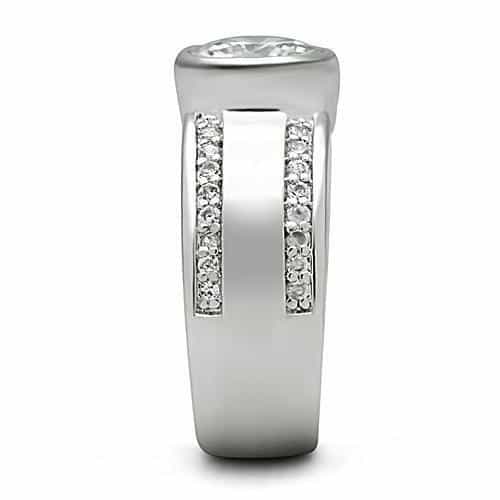 Brass CZ Round Bezel Pavé Wide Band Ring | The Stainless Jewelry view 8