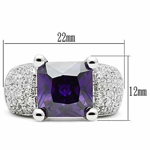 Brass Amethyst Princess-Cut Pavé Wide Ring view 6