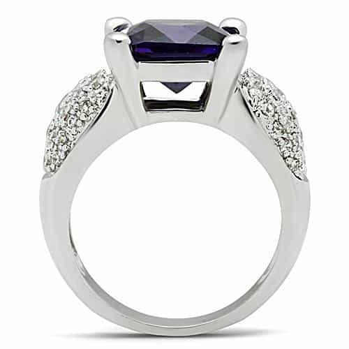 Brass Amethyst Princess-Cut Pavé Wide Ring view 7